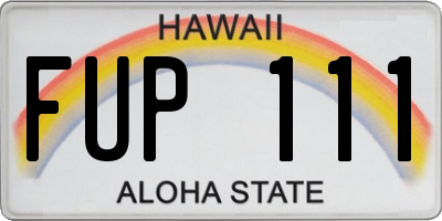 HI license plate FUP111