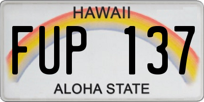 HI license plate FUP137