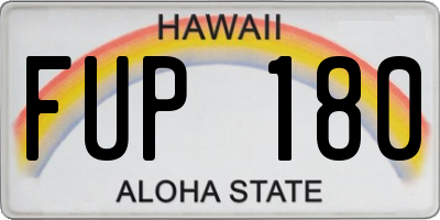 HI license plate FUP180