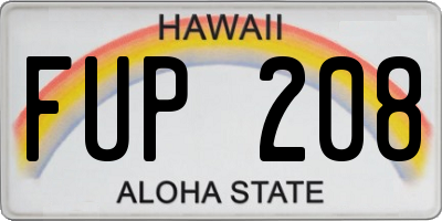 HI license plate FUP208