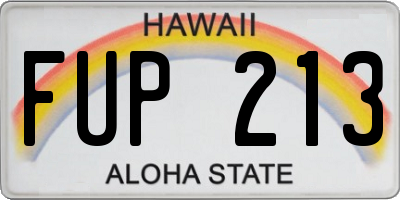 HI license plate FUP213