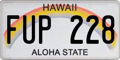 HI license plate FUP228