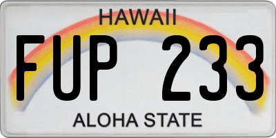 HI license plate FUP233