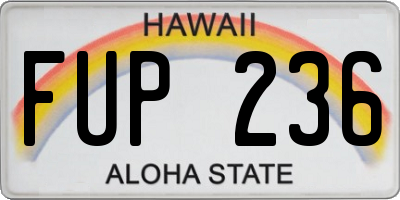 HI license plate FUP236