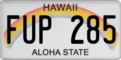 HI license plate FUP285