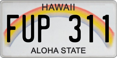 HI license plate FUP311