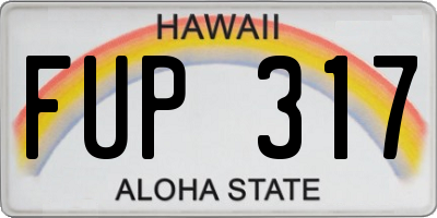 HI license plate FUP317