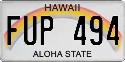 HI license plate FUP494