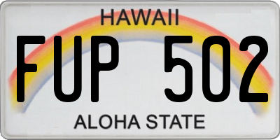 HI license plate FUP502