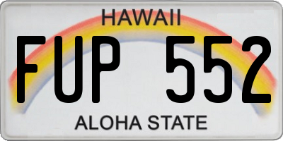 HI license plate FUP552
