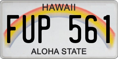 HI license plate FUP561