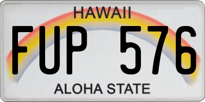 HI license plate FUP576