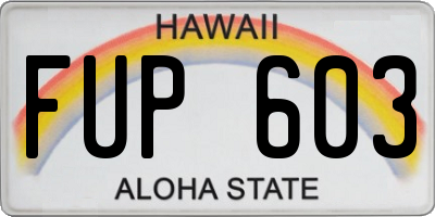 HI license plate FUP603