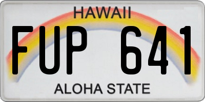 HI license plate FUP641