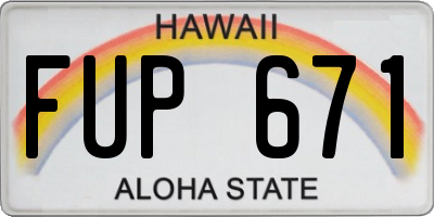 HI license plate FUP671