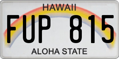 HI license plate FUP815