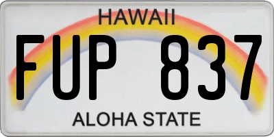 HI license plate FUP837
