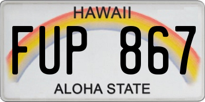 HI license plate FUP867