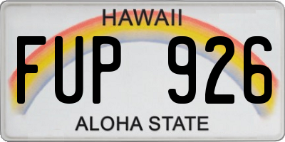 HI license plate FUP926