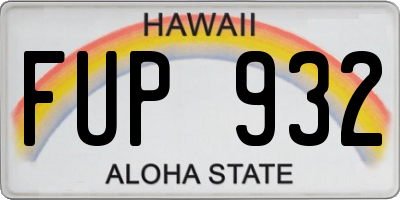 HI license plate FUP932