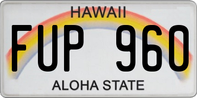 HI license plate FUP960