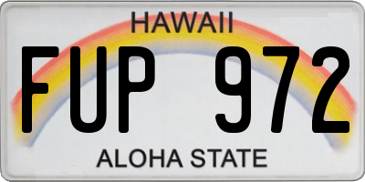 HI license plate FUP972