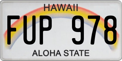 HI license plate FUP978