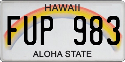 HI license plate FUP983
