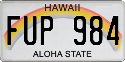 HI license plate FUP984