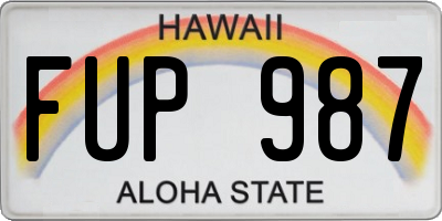 HI license plate FUP987