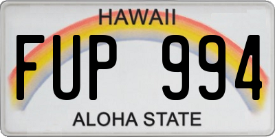 HI license plate FUP994