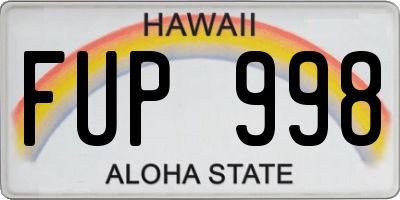 HI license plate FUP998