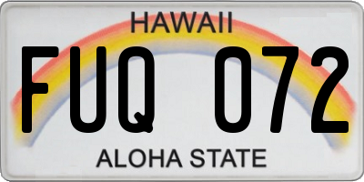 HI license plate FUQ072