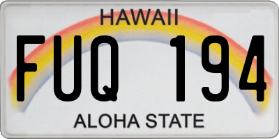 HI license plate FUQ194