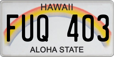 HI license plate FUQ403
