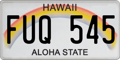 HI license plate FUQ545
