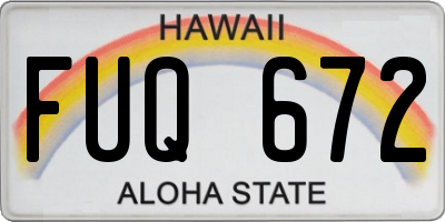 HI license plate FUQ672