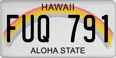 HI license plate FUQ791