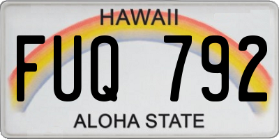 HI license plate FUQ792