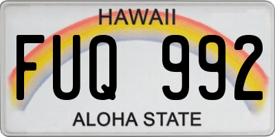 HI license plate FUQ992