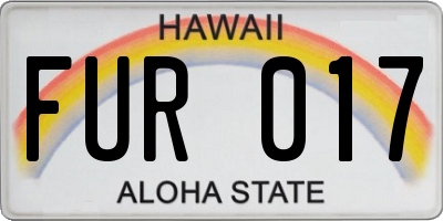 HI license plate FUR017