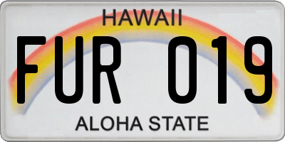 HI license plate FUR019