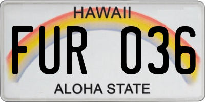 HI license plate FUR036