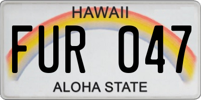 HI license plate FUR047