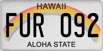 HI license plate FUR092