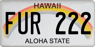 HI license plate FUR222