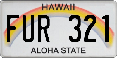 HI license plate FUR321