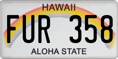 HI license plate FUR358