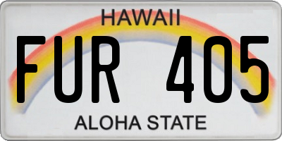 HI license plate FUR405