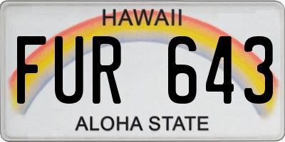 HI license plate FUR643